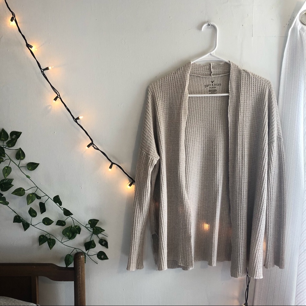 AEO waffle knit open cardigan